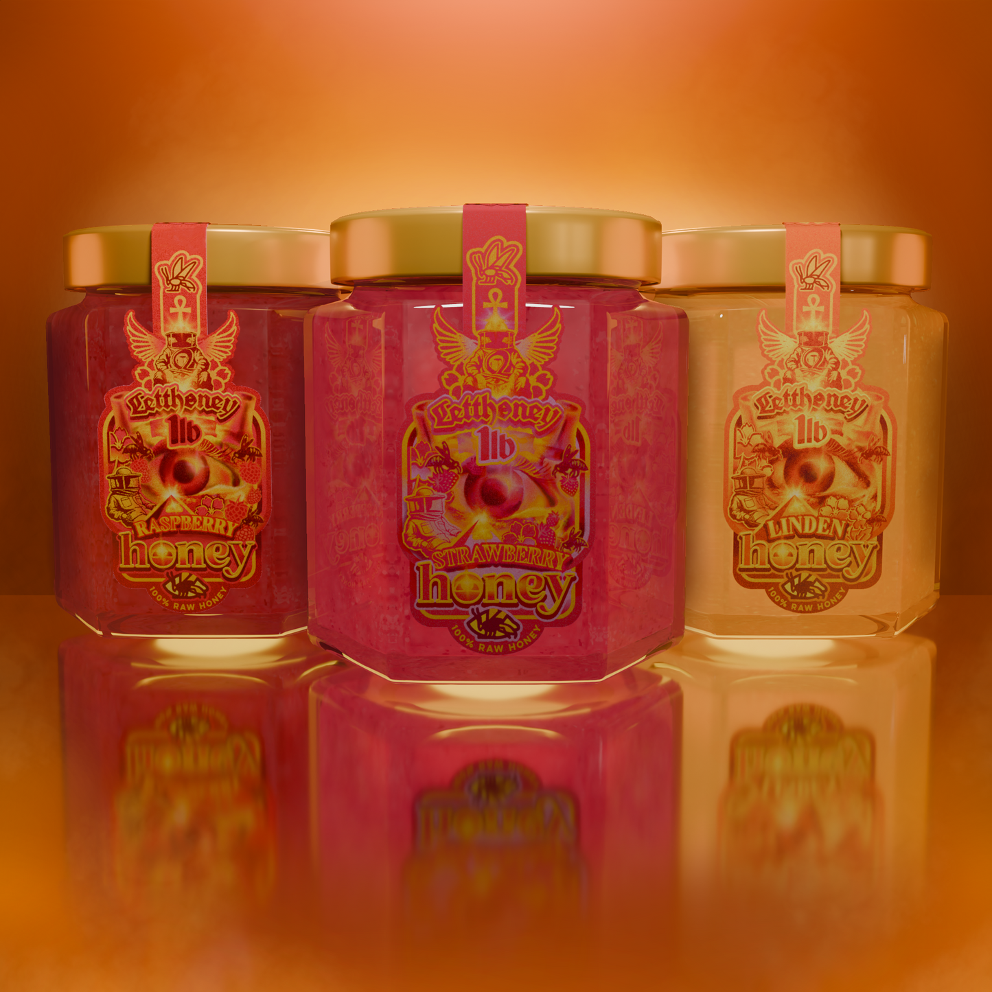 3x 1Lb RASPBERRY, STRAWBERRY, LINDEN bundle